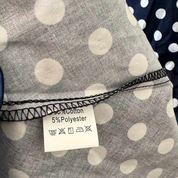 NWOT beautiful pinup polkadot, white and blue dress cotton - Picture 4 of 8